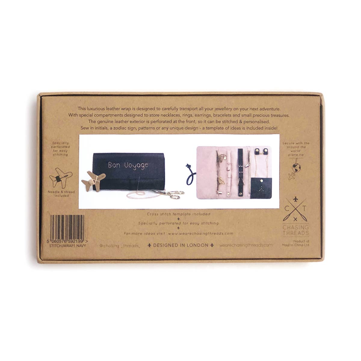 DIY Travel Jewellery Wrap Kit - Cross Stitch your own design